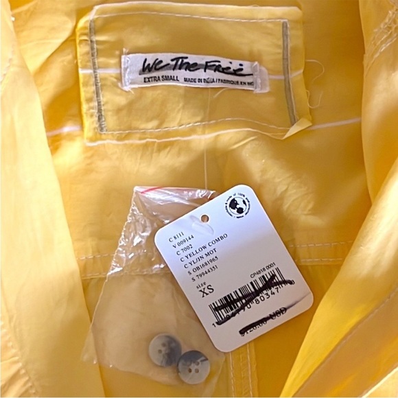 Free People Happy Hour Stripe Button Down Top Yellow Combo NWT - Picture 12 of 17